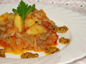 Постное овощное рагу с грибами
