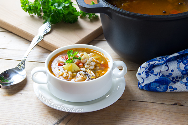 Суп с перловкой и грибами - рецепт с фото и видео