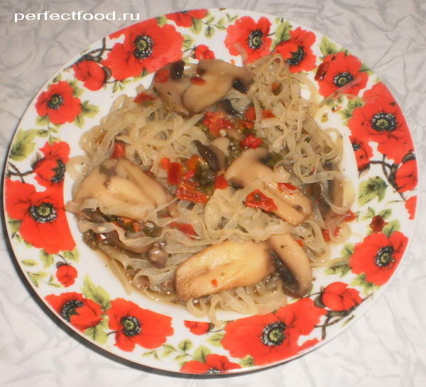 Рецепт приготовления рисовой лапши с грибами и овощами