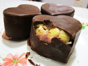 Банановый десерт в шоколаде «Сладкие валентинки» — фото-рецепт