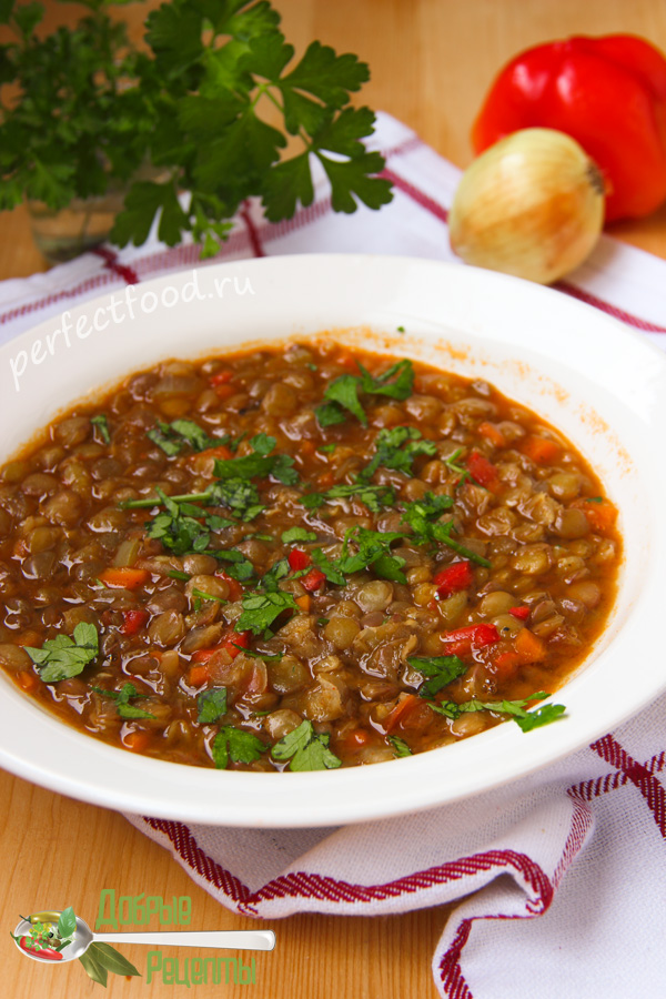 Болгарский вегетарианский суп из чечевицы