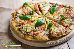 Вкусная вегетарианкая пицца на бездрожжевом тесте