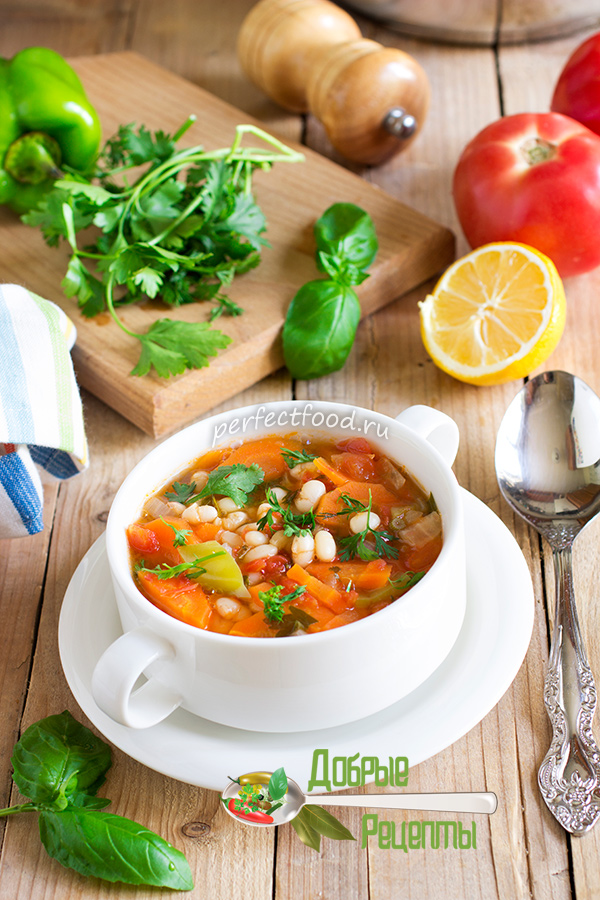 Томатный суп с фасолью - рецепт